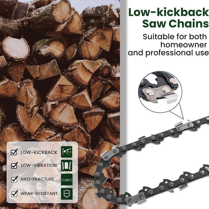 Wangenbro New 18 Inch Chainsaw Chain for Worx Electric Chainsaw WG304, WG304.1, WG304.2, 18'' Replacement Chain for Worx 50019536, Oregon 91PX063 & More, 3/8" LP Pitch .050" Gauge 63 Drive Links - S63 - Image 4
